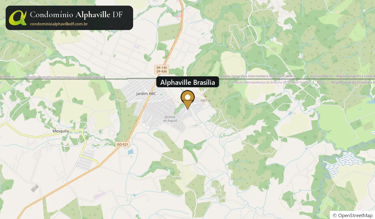 Mapa da localização do Alphaville Brasília às margens da DF-140